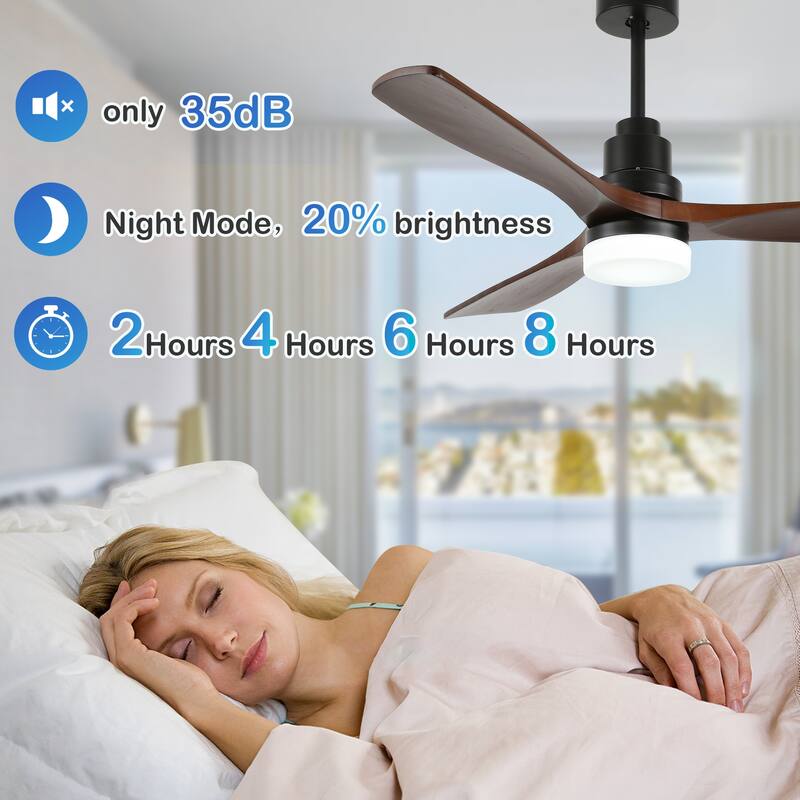 CurveCurio 52 inches Farmhouse Wood Ceiling Fan with 3 Light Tone and 3 Fan Speed, LED Kit and Remote Control Included