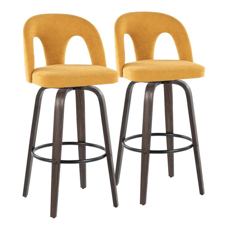 Ava Upholstered 30" Fixed-Height Counter Stool - Set of 2 - Yellow