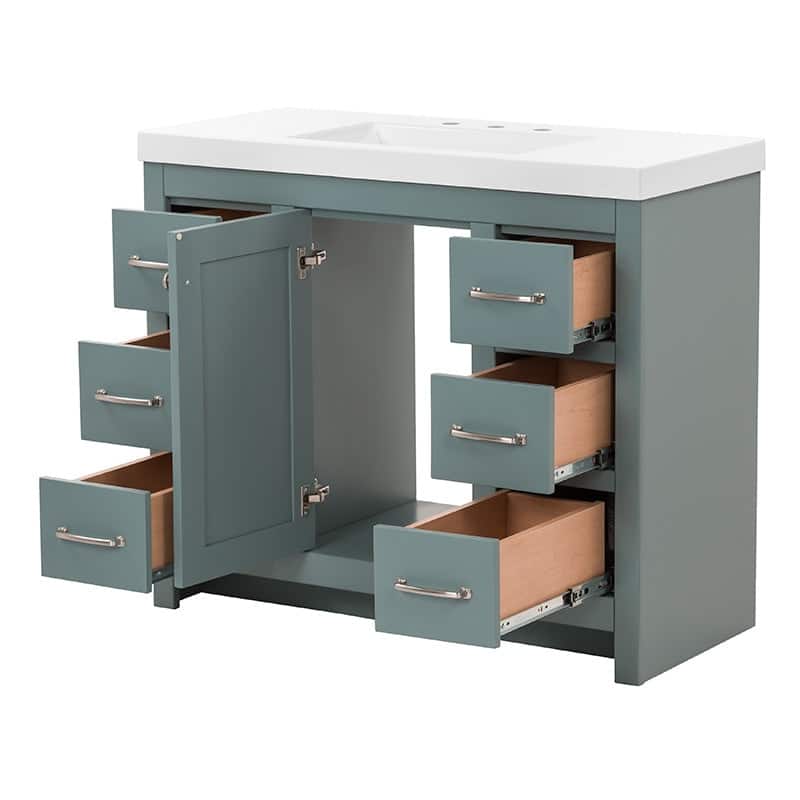 Chamiree 42.5" Bathroom Vanity With Cabinet, 6 Drawers, and White Sink Top