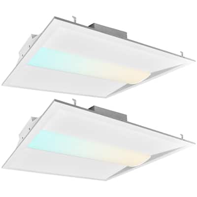 Luxrite 2x2 FT Center Basket LED Troffer Panel 20/30/40W 3 Color Options 3500K/4000K/5000K Dimmable Damp Rated 2 Pack
