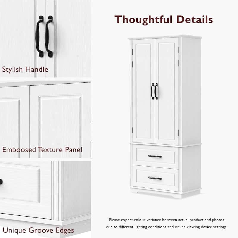 71" Tall Kitchen Pantry Cabinet, Freestanding Cupboard Storage Cabinet with 2 Drawers, Kitchen Hutch Cabinet