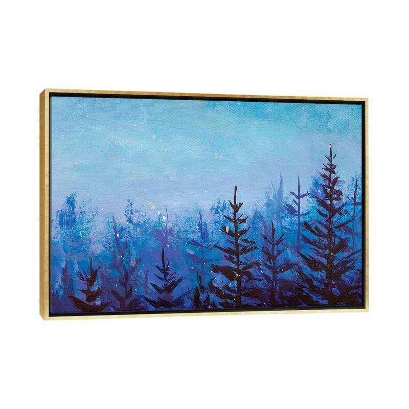 iCanvas "Dark Fir Trees In A Foggy Magical Forest" by Valery Rybakow Framed Canvas Print - Gold - 18x26