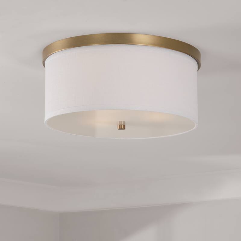 Transitional 3-light Aged Brass Flush Mount - 7.25 inches high