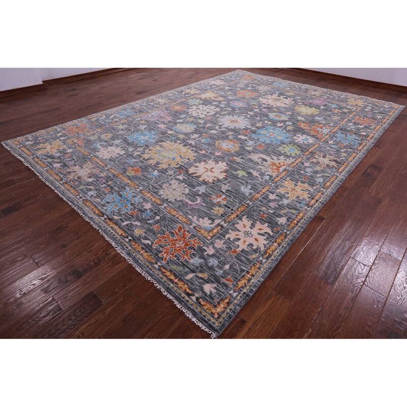 Golden Nile Grey Turkish Oushak Hand Knotted Wool Rug - 9' 11" X 14' 2"