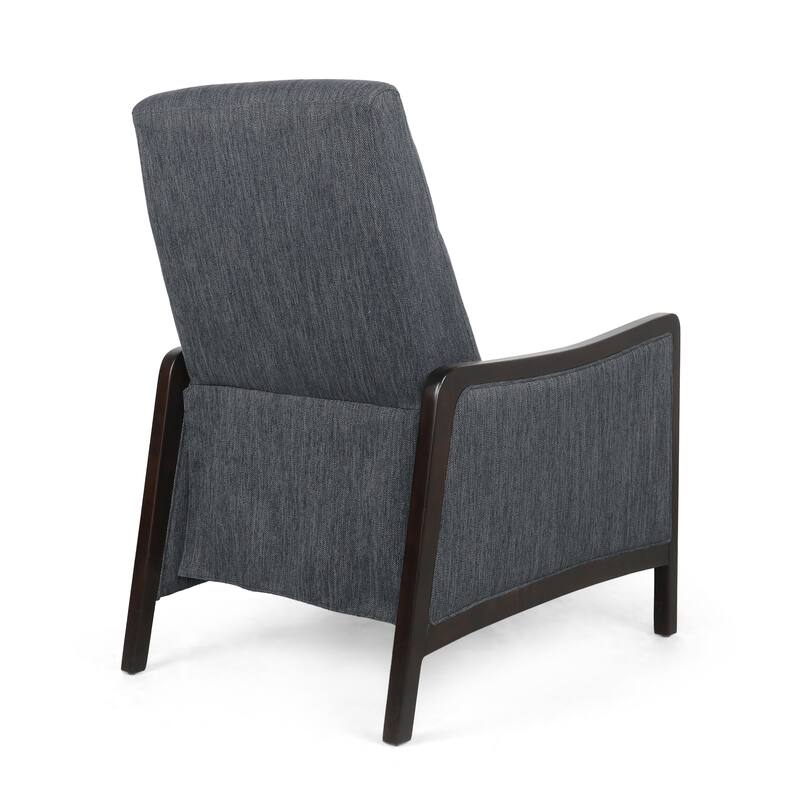 Mid-Century Upholstered Push-Back Recliner with Footrest and Birch Wood Frame