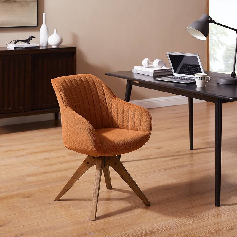 Art Leon Classical Swivel Office Accent Chair with Wood Legs