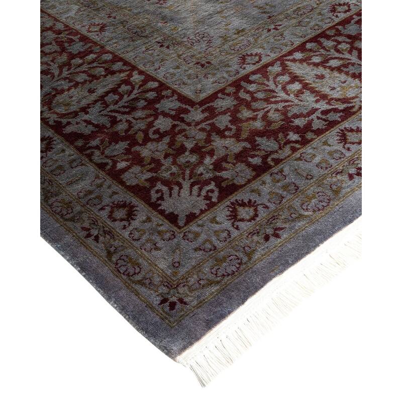 Overton Hand Knotted Wool Vintage Inspired Modern Contemporary Overdyed Gray Area Rug - 9' 2" x 12' 5"