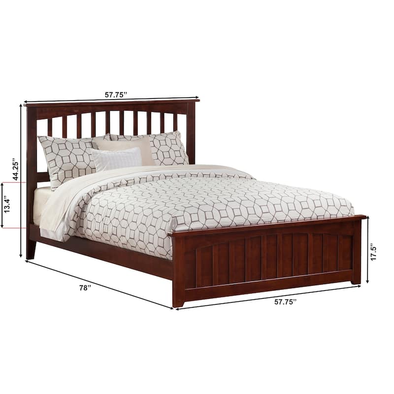 Mission Queen Platform Bed with Matching Footboard in Walnut