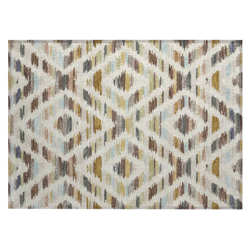 Machine Washable Indoor/ Outdoor Global Diamdon Chantille Rug