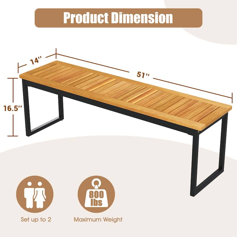 Costway 51" Wooden Outdoor Bench Patio Dining Bench with Acacia Wood - See Details