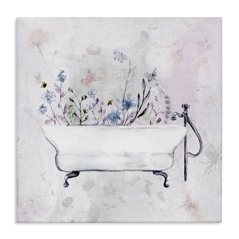 Stupell Antique Bathtub Botanicals Canvas Wall Art Design By Stella Chang - 17 x 17