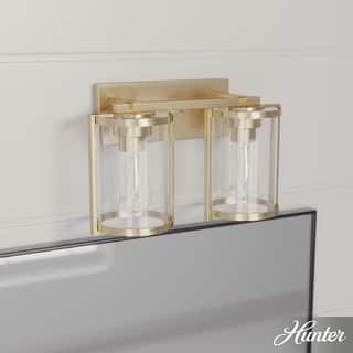Hunter Astwood Bathroom Vanity Light, Clear Cylinder Glass, Damp Rated, Caged - Contemporary, Transitional, Art-Deco