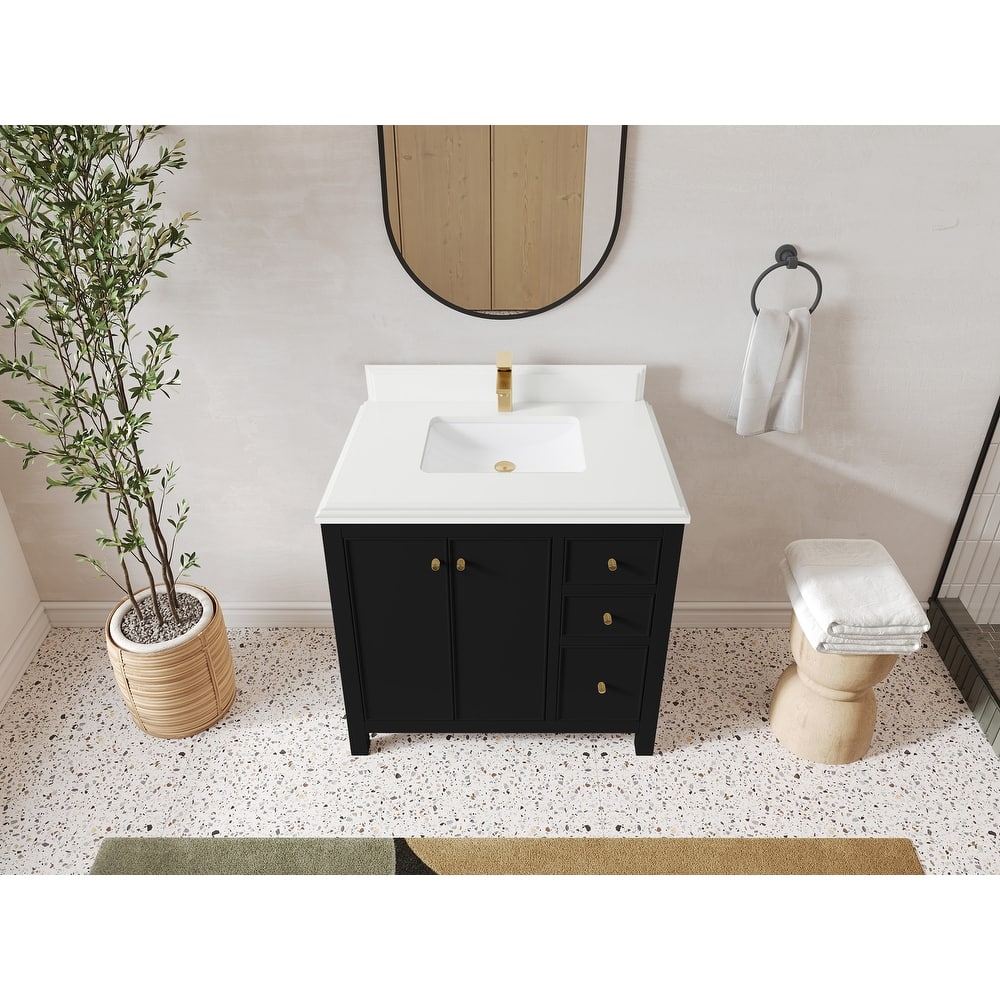 Willow Collections 36 in. W x 22 in. D Chicago Center Sink Left Bathroom Vanity with Countertop