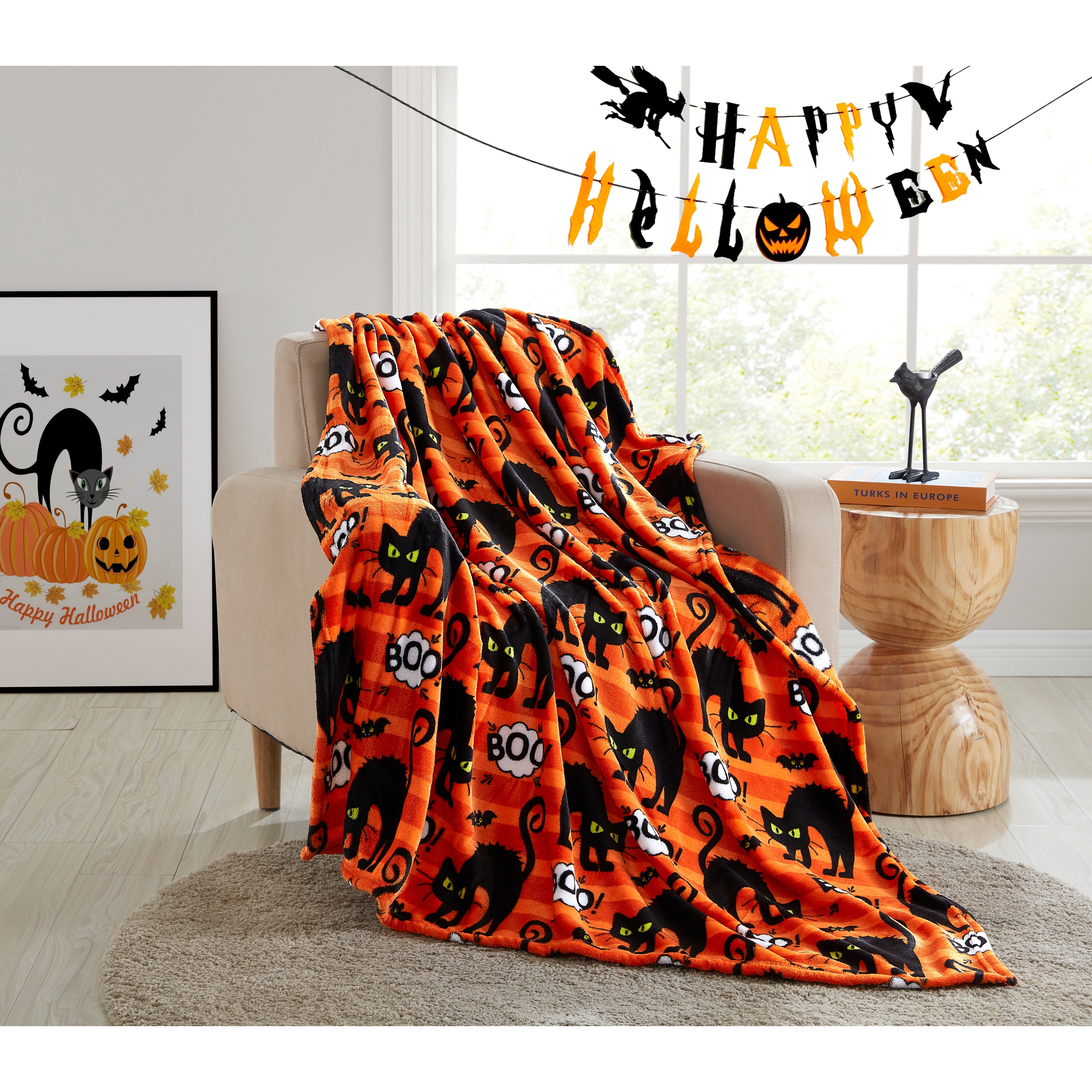 Oarencol Halloween Black Cat Boo Throw Blanket Soft Cozy Flannel Fleece Twin Blankets for Bed Sofa Couch 60x90 Oarencol Halloween Black Cat Boo Throw Blanket Soft Cozy Flannel Fleece Twin Blankets for Bed Sofa Couch 60x90