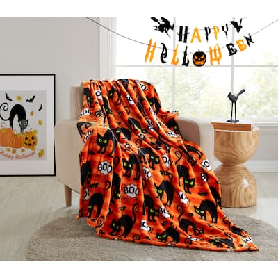 Asher Home Halloween Black Cat 50 x 60 inches Throw Blanket