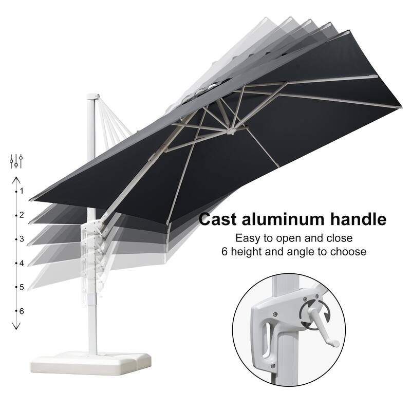 PURPLE LEAF 9 ft White Cantilever Patio Umbrella with 360 Degree Rotation With Base