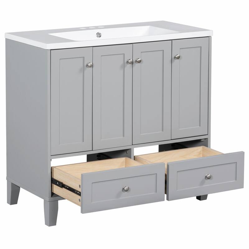 36'' Freestanding Bathroom Vanity with Resin Sink Combo