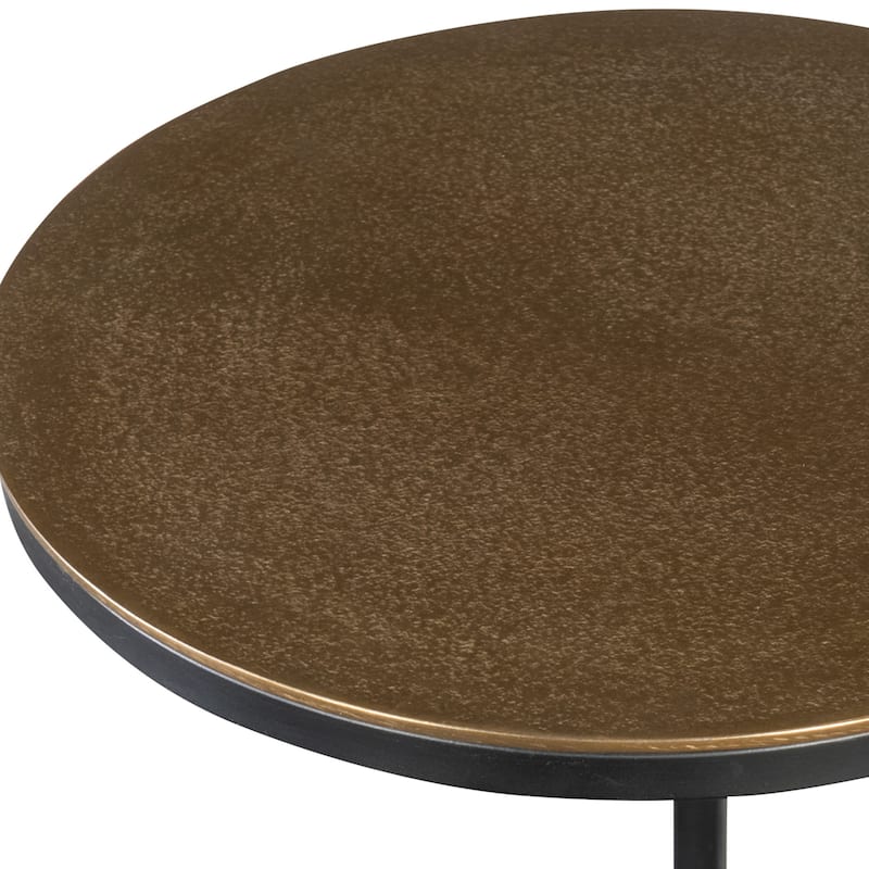 Textured Round Top Side Accent Table - 24" - Gold and Black