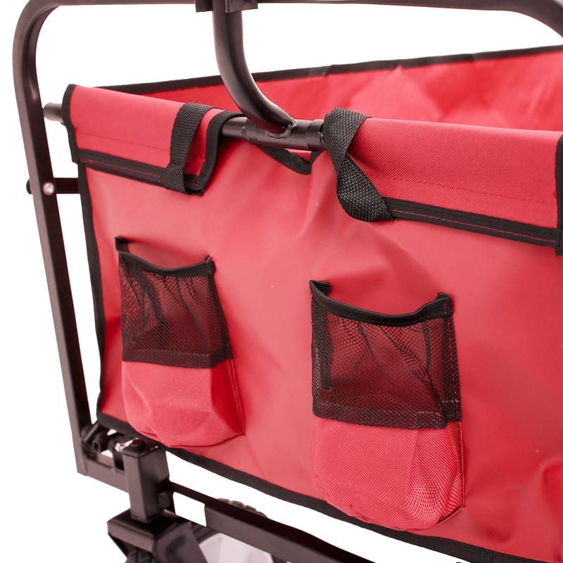 Folding Wagon Garden Shopping Beach Cart,Red