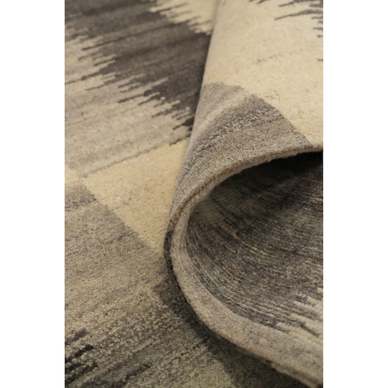 Hand Knotted Oriental 100% Wool Carpet Modern Stripe Beige & Ivories Gabbeh Area Rug - 7' 11'' X 5' 6''