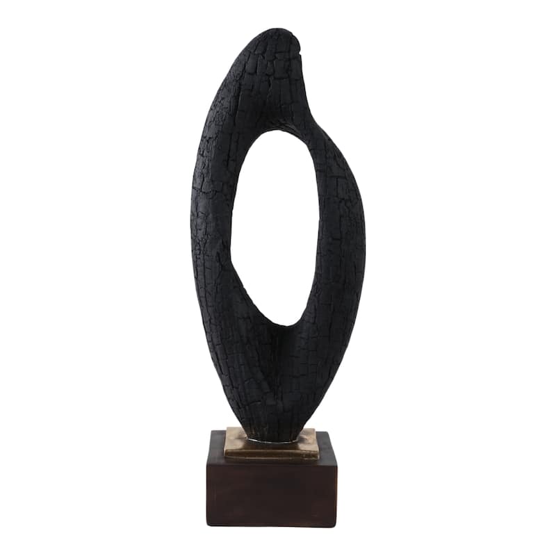Polyresin Sculpture Abstract Open Oval Design Home Decor - 20" Black - 7" x 4.5" x 20"