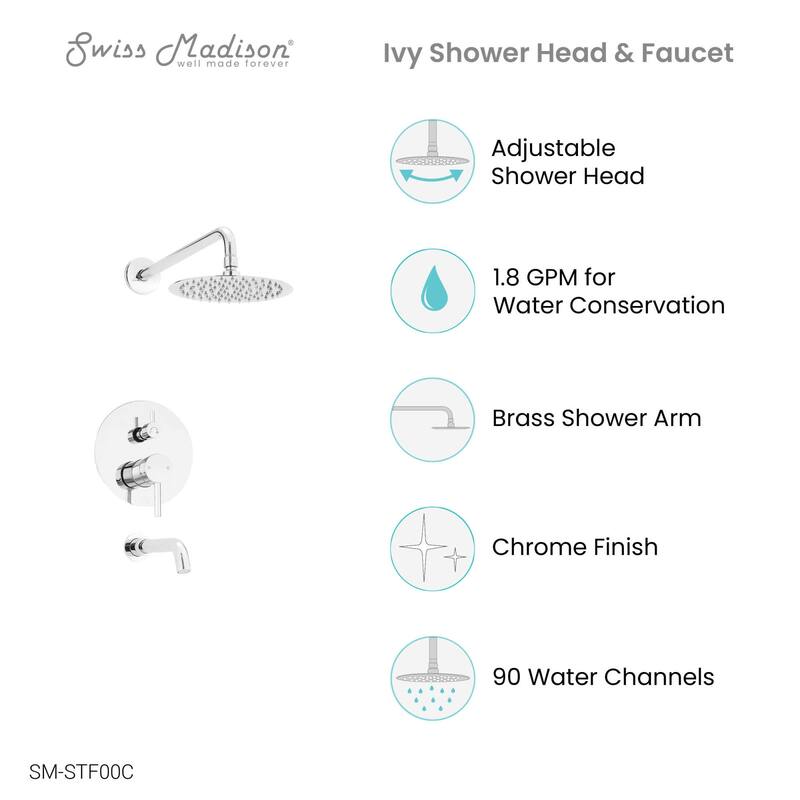 Swiss Madison SM-STF00 Ivy Tub and Shower Trim Package with 1.8 GPM
