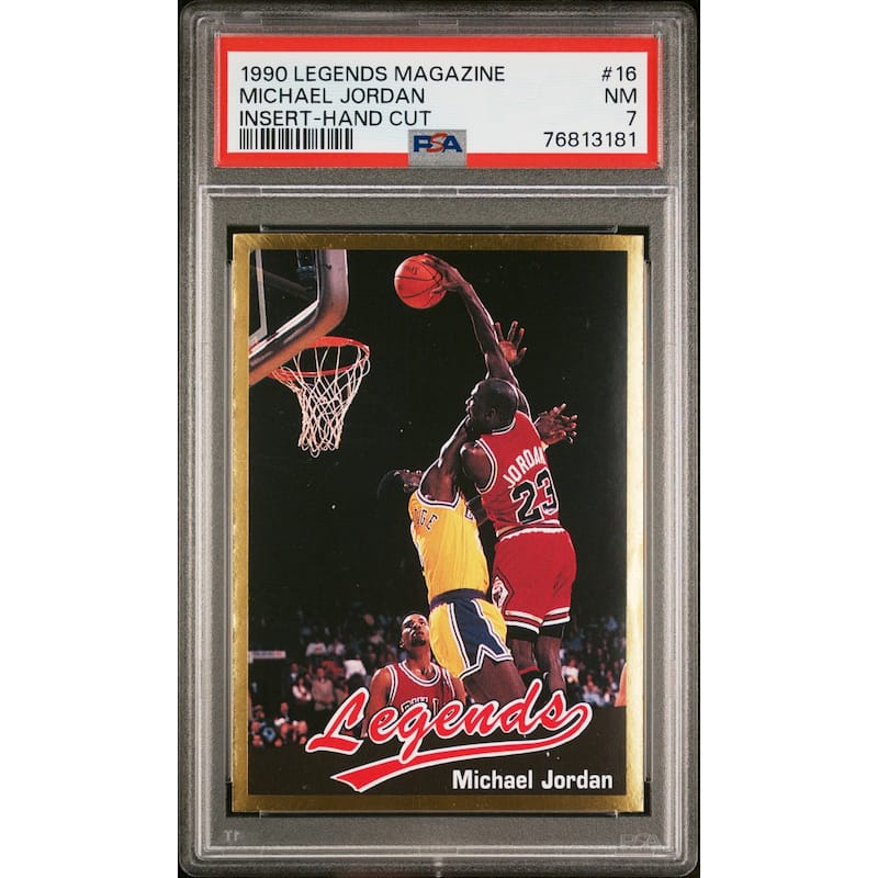 Michael Jordan 1990 Legends Magazine Insert Hand Cut Basketball Card #16 PSA 7 - 8'6" x 11'6"