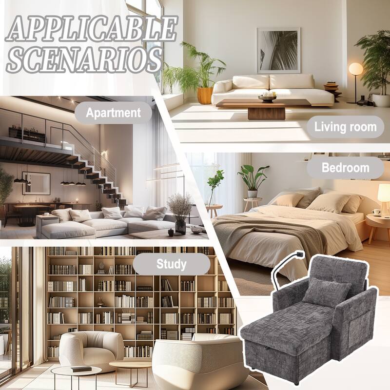 Multifunctional Lazy Person Sofa Recliner Can Be Stored Storage Backrest With Cell Phone Bracket Chenille Single Leisure Chair