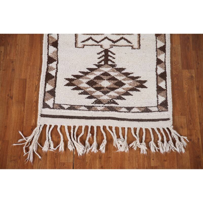 Beige Anatolian Turkish Runner Rug Handmade Tribal Wool Carpet - 2'11"x 12'7"