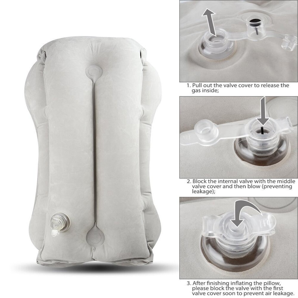 Portable Inflatable Travel Pillow Head Neck Support Cushion for Office and  Outdoors Grey - Bed Bath & Beyond - 18800546