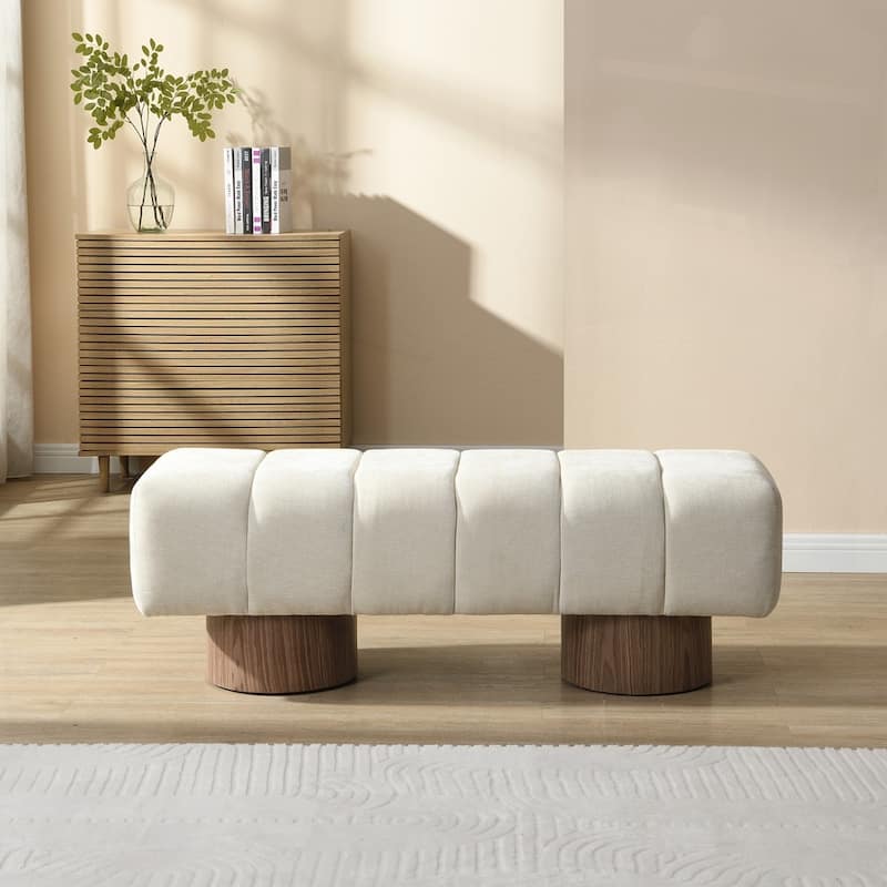 No-Assembly End of Bed Entryway Bench Ottoman for Bedroom Living Room
