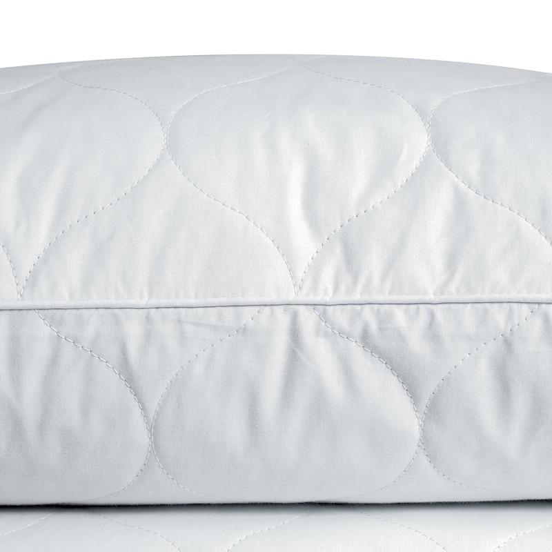 Quilted Cotton Cover Soft Goose Feather Down Pillows Set of 2 - White