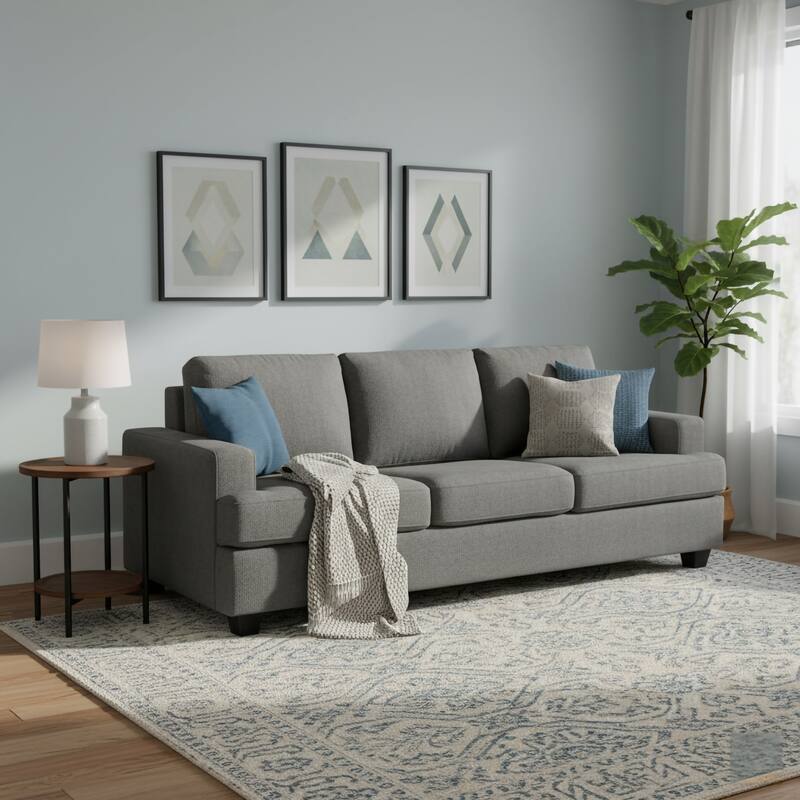 Thomas Grey Upholstered Modern Living Room Sofa
