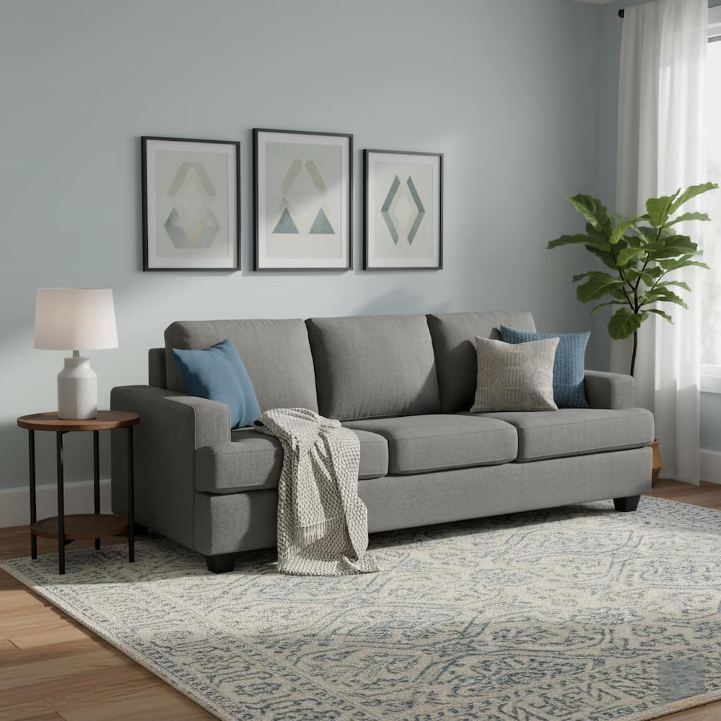 Thomas Grey Upholstered Modern Living Room Sofa