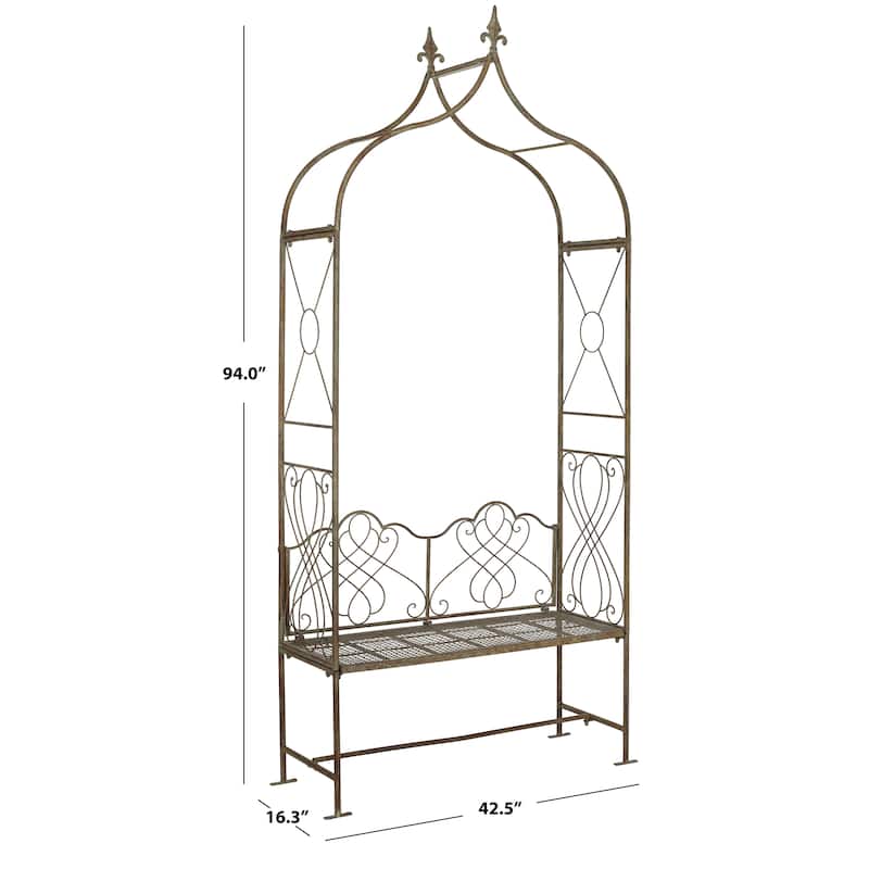 SAFAVIEH Outdoor Ryleigh Victorian Scroll Iron Arbor