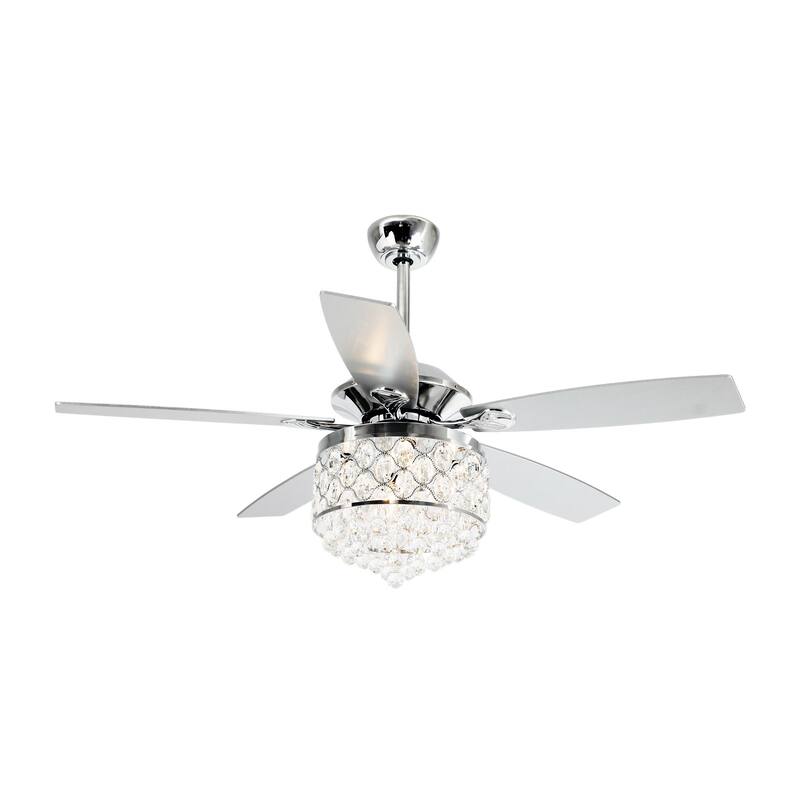 Chrome/ Crystal 4-light Chandelier/ Ceiling Fan with Remote