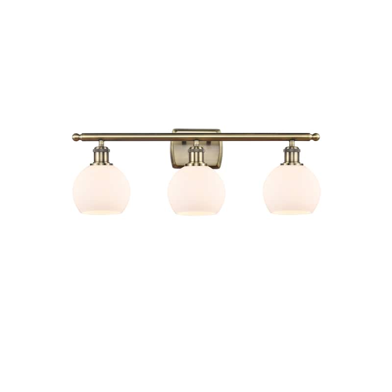 Innovations Lighting 516-3W-10-26 Athens Vanity Athens 3 Light 26" - Antique Brass / Matte White