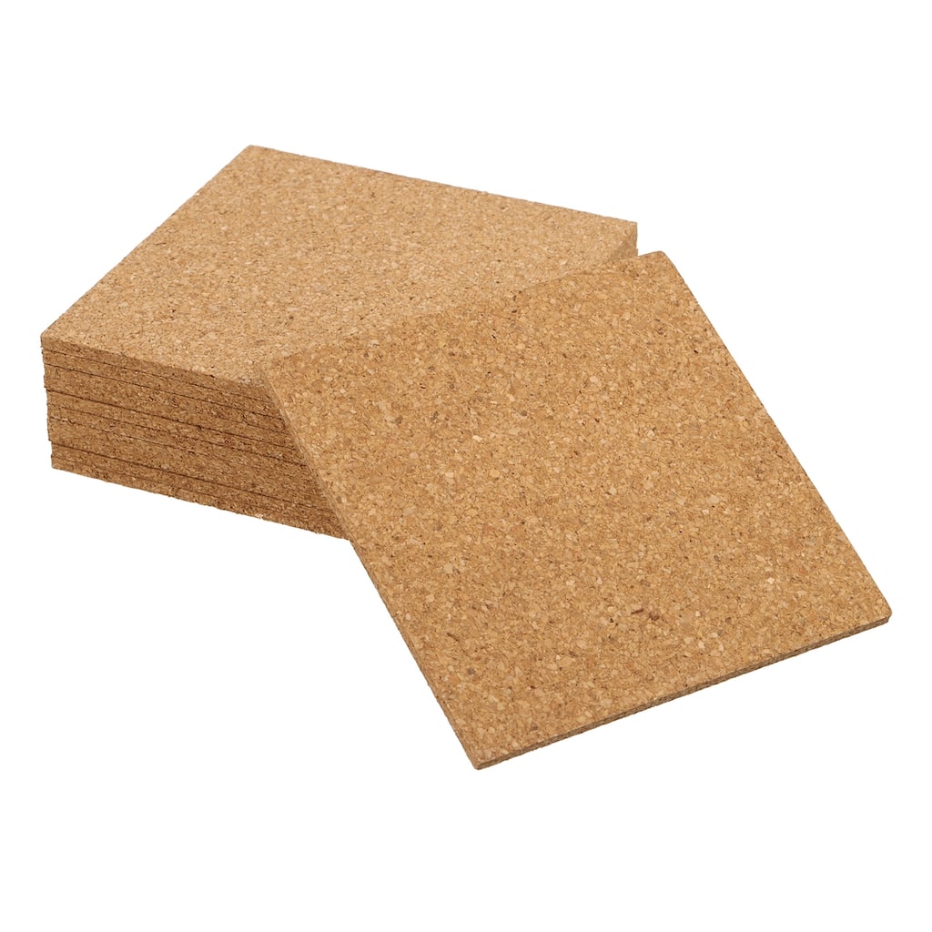 Self-Adhesive Cork, 4"x4"x3" Squares Cork Mats Coaster Backing Sheets - Brown