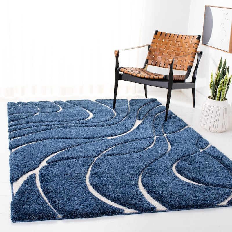 SAFAVIEH Florida Shag Sigtraud Abstract Waves 1.2-inch Thick Rug