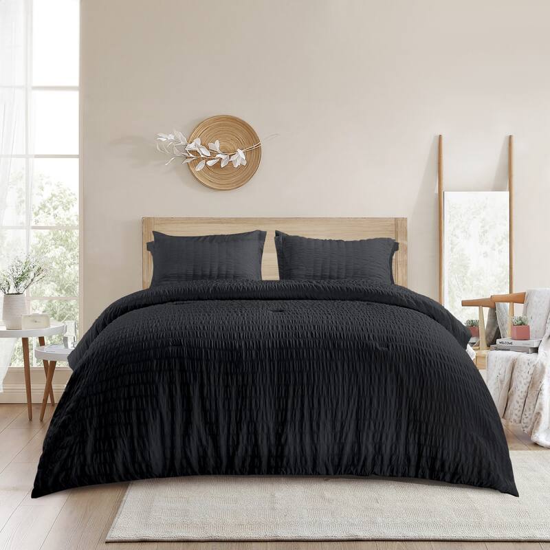 7-piece Seersucker Bedding Set, Comfortable and Durable Bed in a Bag