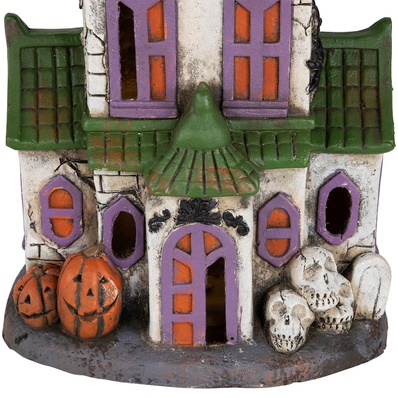 LED Lighted Haunted House with Skulls Halloween Decoration - 22.75"