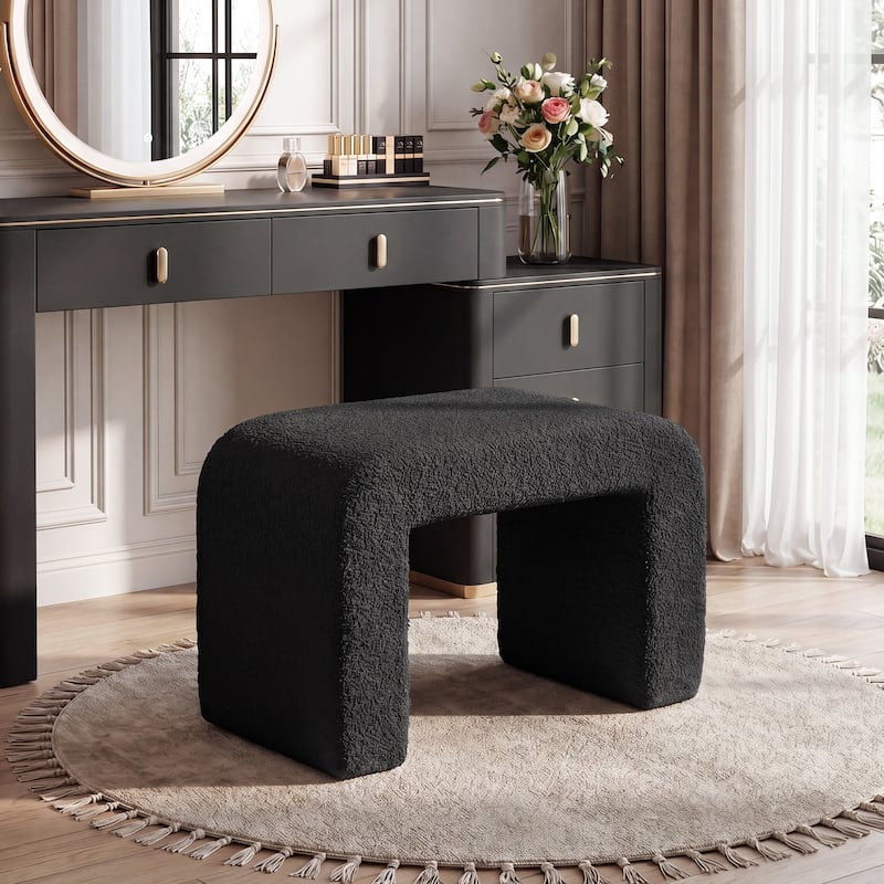 Upholstered Vanity Stool, Arched Ottoman Footrest, Dressing Chair Sofa Footstool Shoe Bench - Overstock - 43503153 Upholstered Vanity Stool, Arched Ottoman Footrest, Dressing Chair Sofa Footstool Shoe Bench - Overstock - 43503153