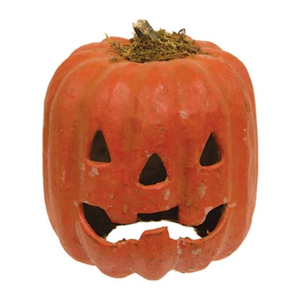 Rustic Papier Mache Jack O Lantern Luminary with Moss Top
