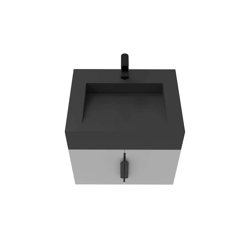 Nile 24-Inch Wall Mounted Bathroom Vanity Set w/ Black Top