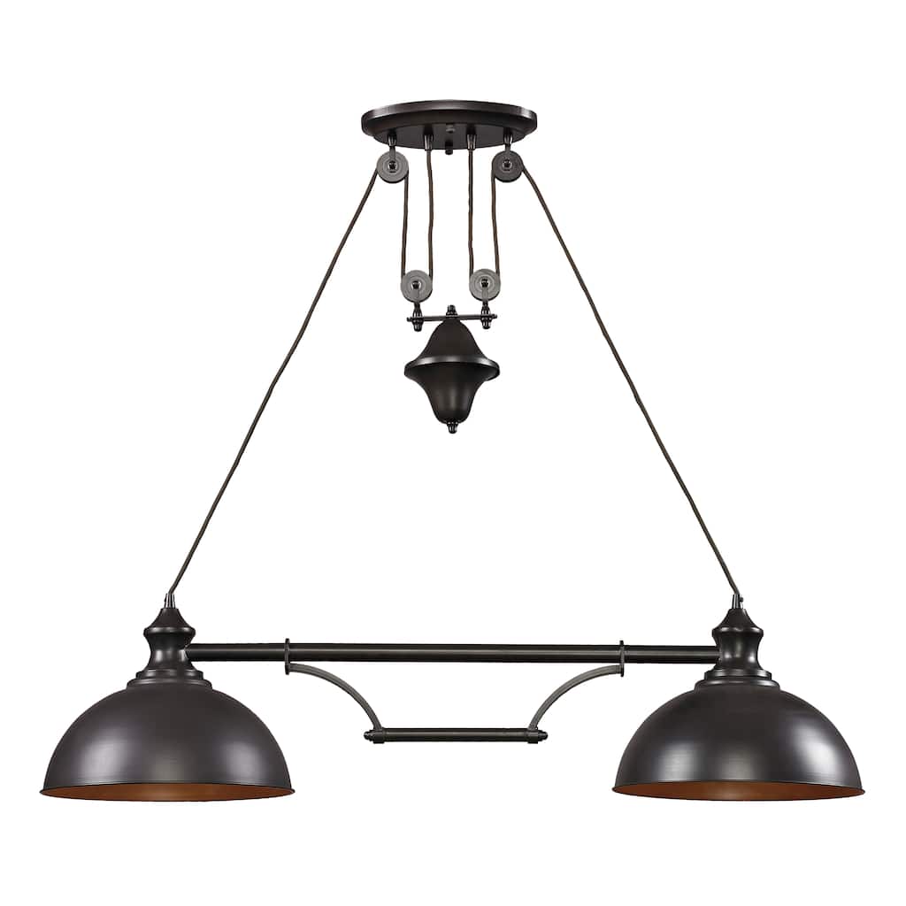 Farmhouse 44-inch Wide 2-Light Linear Chandelier in Oiled Bronze - 44in W x 13in D x 11in H