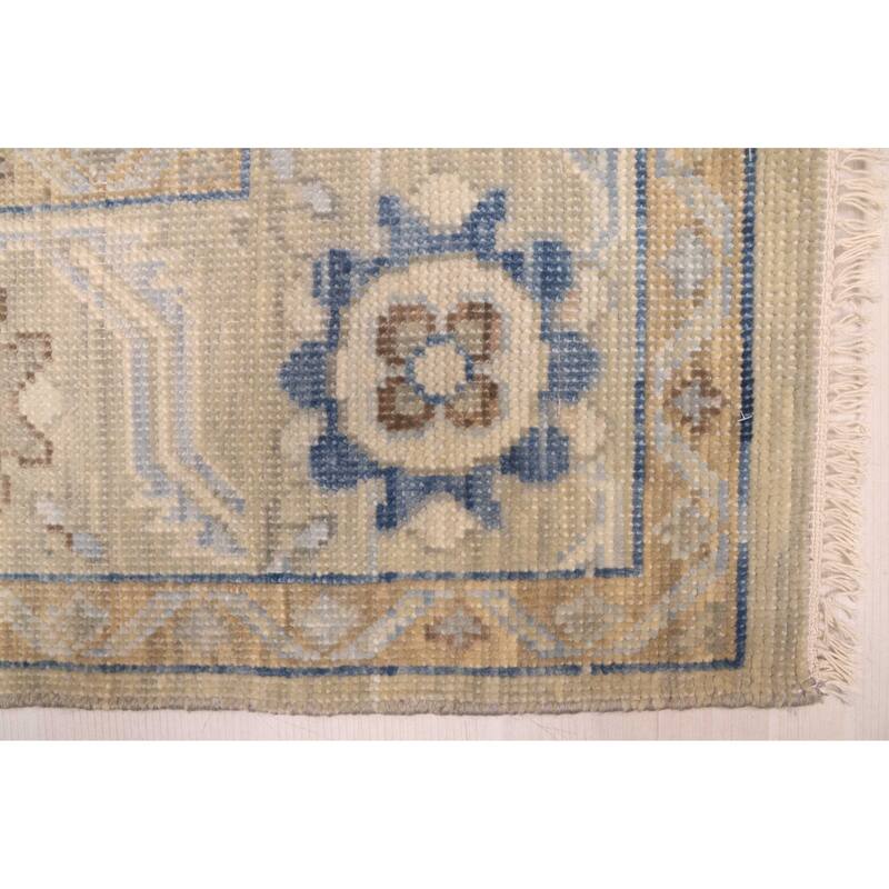 ECARPETGALLERY Hand-knotted Modern Oushak Sage Wool Rug - 8'1 x 10'3
