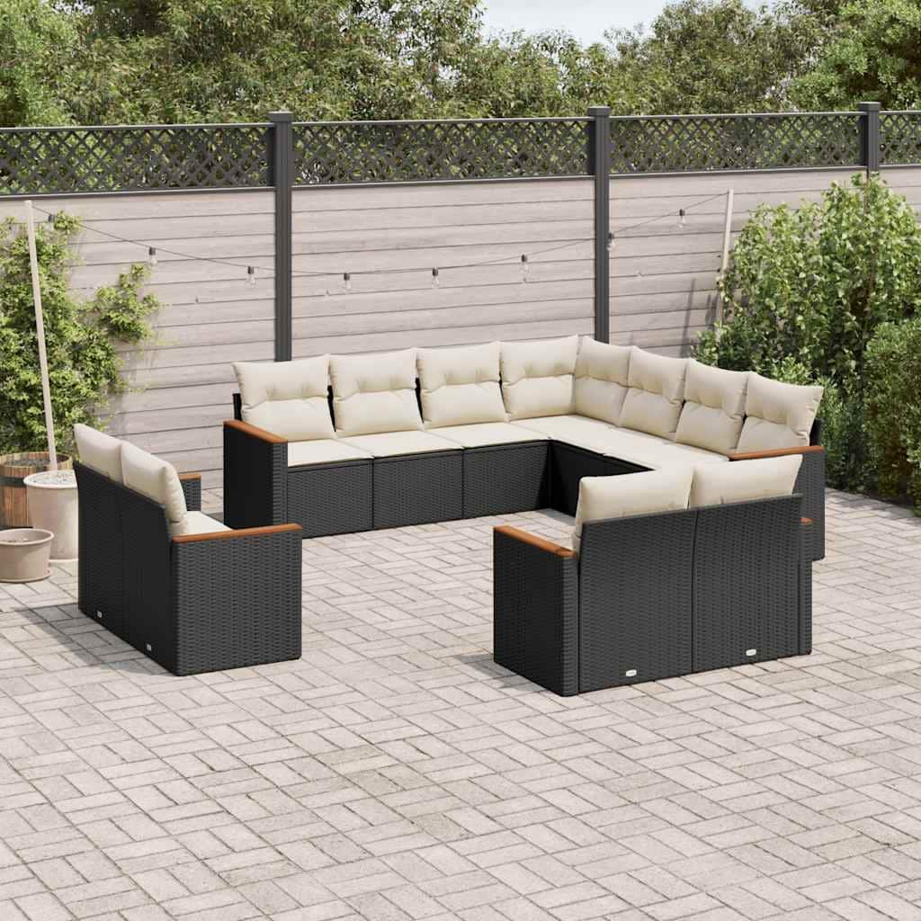 vidaXL Patio Sofa Set with Cushions Outdoor Conversation Furniture Poly Rattan