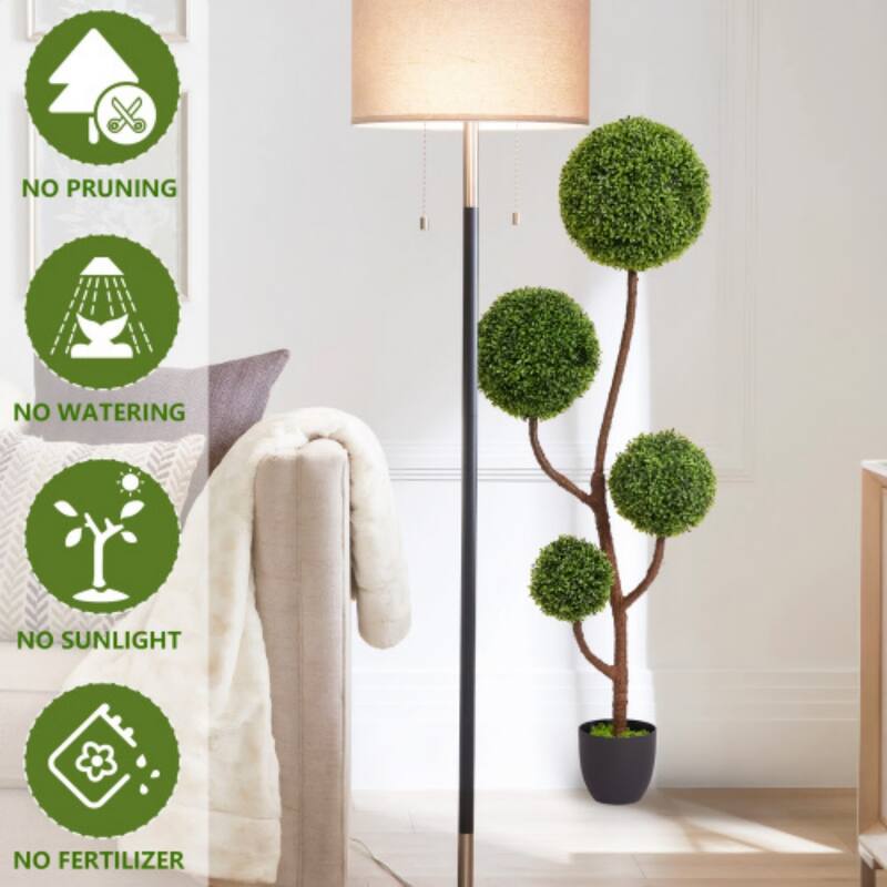 4/5FT Artificial Topiary Ball Tree, Faux Potted Boxwood Topiary Plant, Fake Shrubs Tree for Front Door Home Balcony