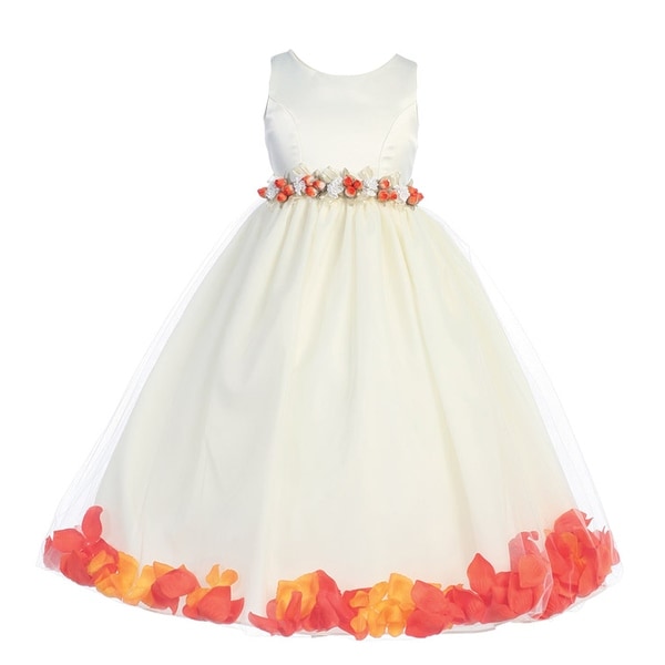 white tea length flower girl dress