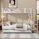 preview thumbnail 1 of 12, Versatile Bed Configuration Twin Over Full Metal Bunk Bed with Drawer and Lateral Storage Ladder and Wardrobe White-1